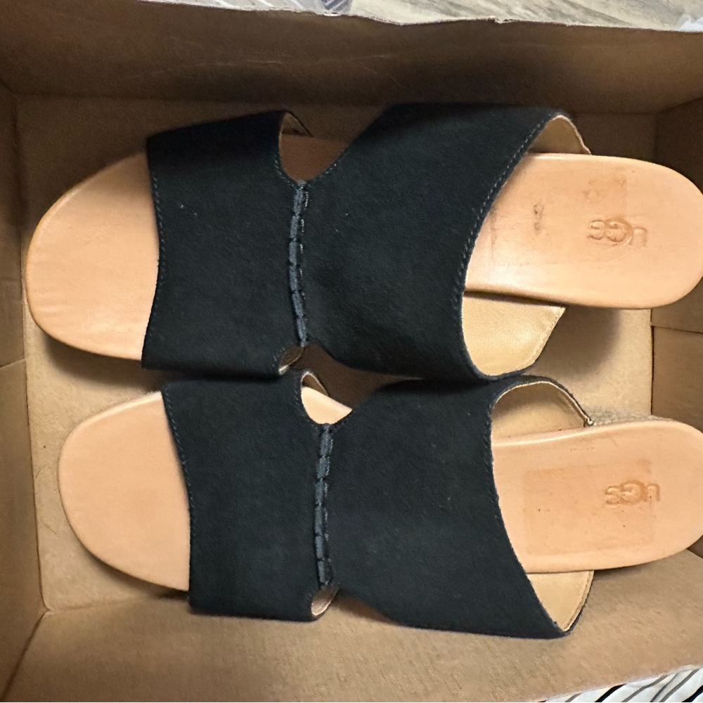 UGG Black Eirene Wedge Sandals Women New with box size 12
